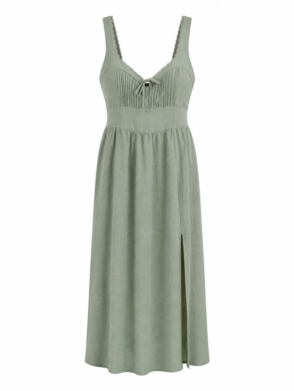 Derek Heart Womens Plus Sage Green Smocked Maxi Dress Size 1X Lace Trim Cottage - Picture 1 of 7